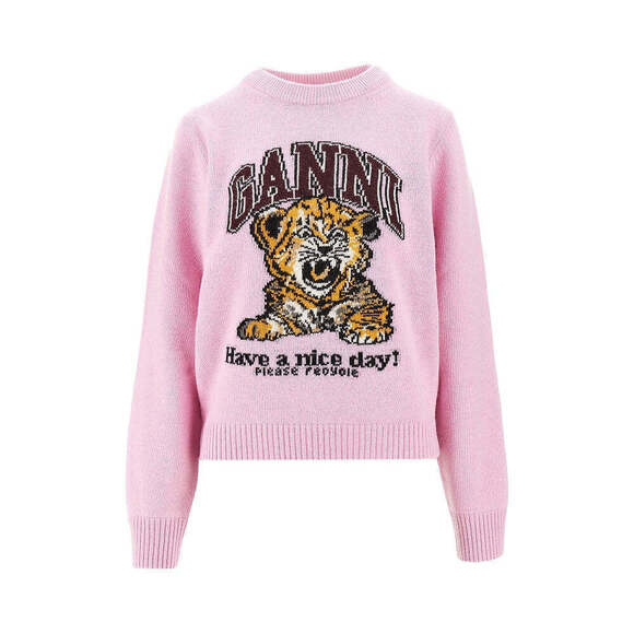 Ganni Sweaters - Ganni Tiger Inlay Wool Blend Sweater